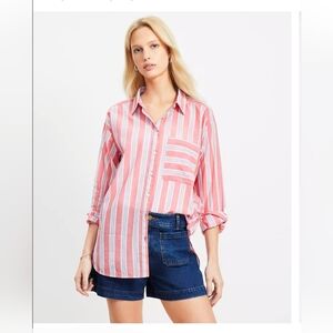 LOFT Striped Everyday Oversized Pocket Shirt